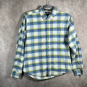 Wrangler 20X Shirt Boys Size XL 14-16 Blue White Plaid Button Down Western Rodeo